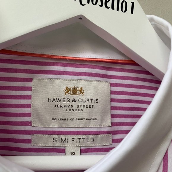 Hawes & Curtis Ladies Shirt Blouse Size 18 Pink Stripe Semi Fitted *NEW* - Picture 8 of 13
